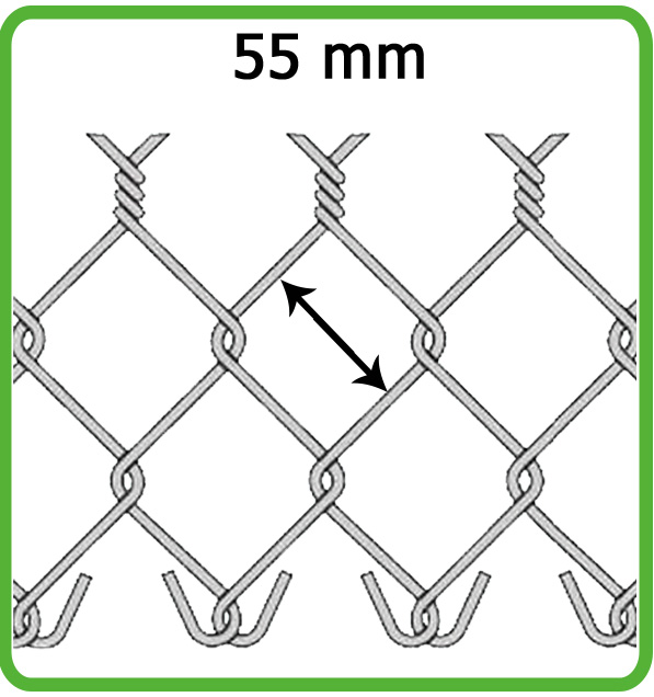Detail of 55 mm chain link mesh